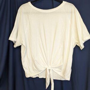 GAP White Organic Cotton Tie Front Crop T-Shirt